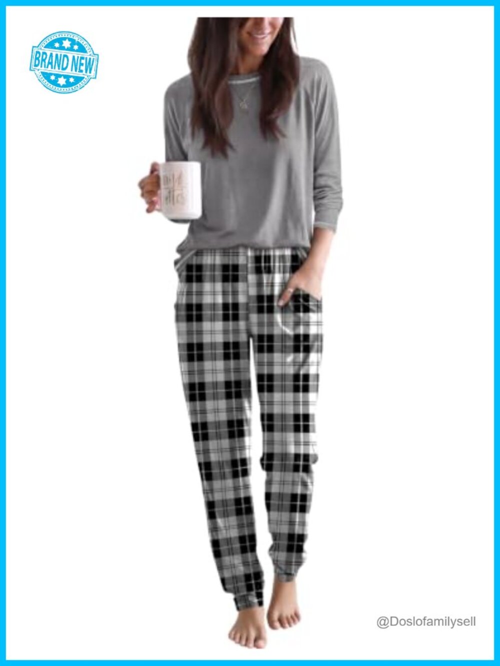 Ekouaer Women 2-Piece Pajama Set Long Sleeve Jogger Lounge Sleepwear Pockets